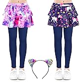 ZukoCert 2 Pack Skirt Leggings for Girls, Girls Skirts with Leggings 4-10 Year Old