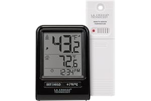 La Crosse Technology 308-1409BNH-CBP Battery Operated Wireless Digital Thermometer - Black