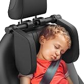Yoocaa Adjustable Car Headrest Pillow, Road Pal Car Headrest | U-Shaped Travel Sleeping Pillow for Kids &amp; Adults, Head Neck Support Only Suitable for Car Seat Headrest with Poles, Black