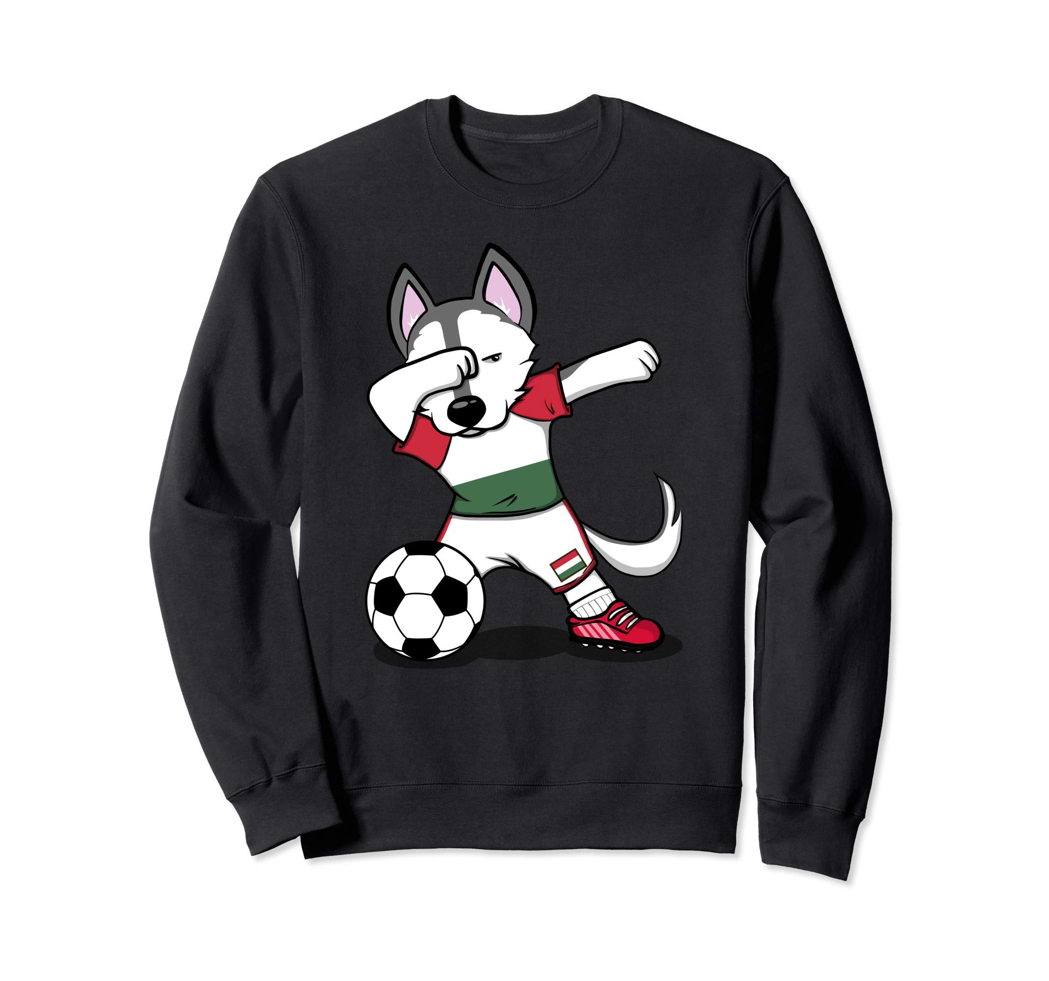 Dabbing Husky Dog Hungary Football - Hungarian Flag Soccer Sweatshirt