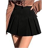 SOLY HUX Women's Pleated Skirt High Waisted A Line Casual Mini Skirts