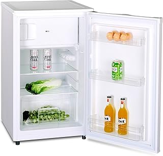 Kühlschrank mit Gefrierfach A++ (90 Liter) 4-Sterne-Gefrierfach und LED-Innenbeleuchtung, Abtauautomatik, Glasablagen, Gemüsefach, Türablagen