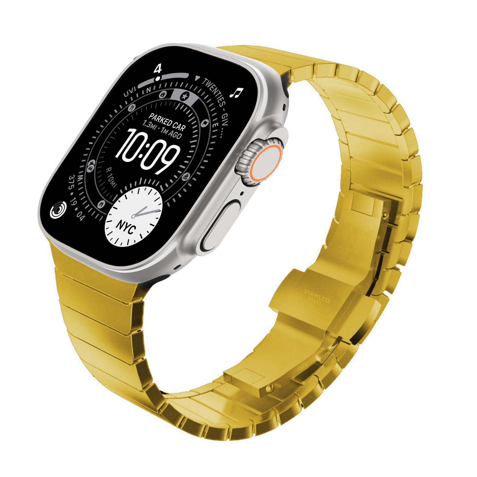 Photo 1 of [RECOMMENDED by NYT Wirecutter] Stainless Steel Band Compatible for Apple Watch Series 11/10 42mm Series 9/8/7/6/5/4/3/2/1 41mm/40mm/38mm, Metal 316L, Waterproof, Easy to Adjust,Gold