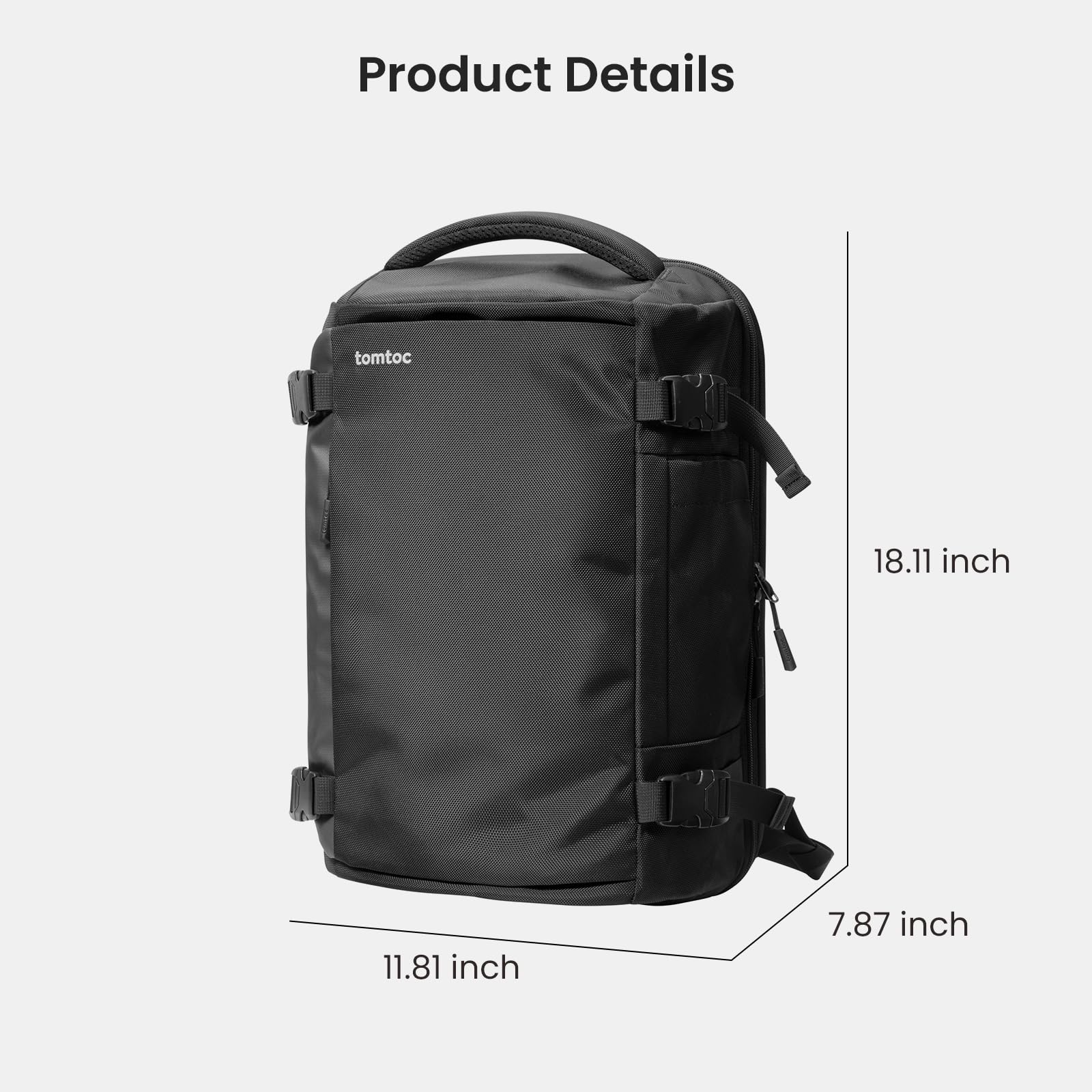 tomtoc Travel Backpack 28L, TSA Friendly Flight Approved Carry-on Luggage Hand Backpack, Water-resistant Lightweight Business Rucksack, Durable Large Weekender Bag Daypack Fits 15.6 Inch Laptop