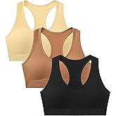 Suekaphin Girls Training Bra Supportive Seamless Sports Bras for Teens Girls with Racerback Removable Pads Pack of 3