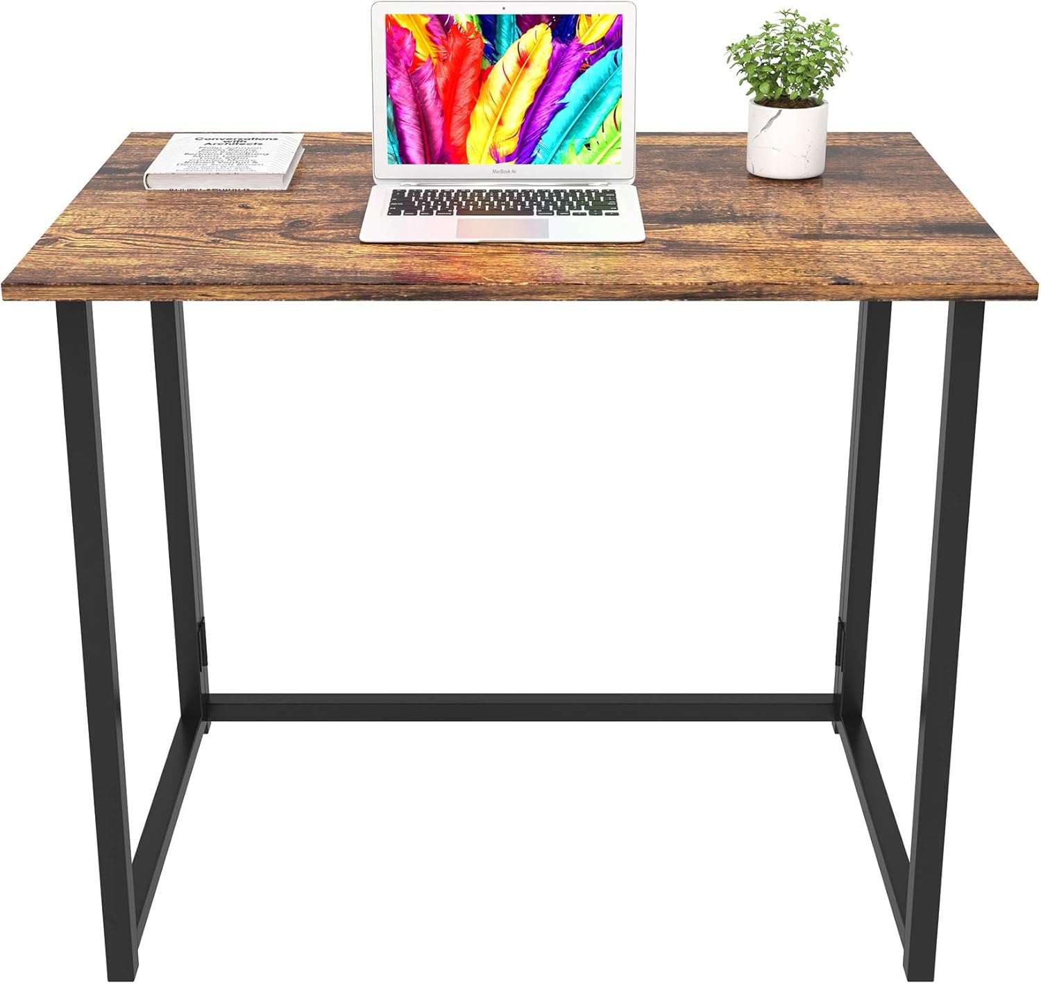 GHQME Folding Desk,Laptop Desk Home Office Desk Study Writing Desk No-Assembly Small Space (Fire Board): Kitchen & Dining