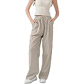 Shebote Women's Casual Striped Wide Leg Pants Y2k Drawstring Elastic High Waisted Trousers Loose Lounge Palazzo Pants