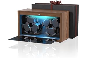 iFregga Watch Winder, 2/4/6/10 Slots Automatic Watch Winders with Serenity Blue Backlight and Memory Foam Pad, Open Lid Tech, 4 Modes (USB-DC Power Cord)