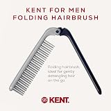 KENT for Men Pocket Folding Hair Brush Black Grey Ion Bristles Travel view 3