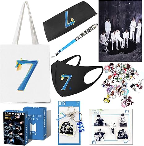 Amazon Co Jp Glorwefy Kpop 人気韓流グッズ 防弾少年団 福袋 グッズセット Map Of The Soul 7 Happy Box 限定 バッジ ステッカー 携帯ストラップ Lomoカード ポスター ペンケース キャンバスバッグ キーホルダー ラッキーバッグ 人気 多種類 応援グッズ 贈り物