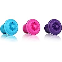 Vacu Vin Wine Saver Vacuum Stoppers Set of 3– Blue/Pink/Purple