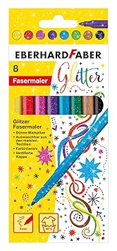 Eberhard Faber 551008 - Glitzer Fasermaler im Kartonetui, 8er