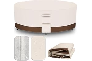 CNCZMH Heavy Duty Patio Furniture Covers Waterproof, 600D Round Outdoor Furniture Cover Waterproof for Sectional Sofa Couch, Outdoor Dining Table and Chair Set Covers 84"DIA x 28"H, Beige Brown