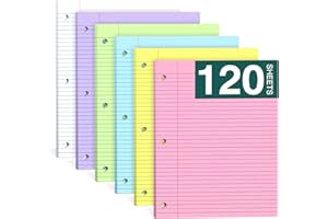 CIPHYFEE Note Pads 8 X 10.5 Loose Leaf Paper, 120Sheets, 3 Hole Punched Lined Paper, College Ruled 8 X 10.5 Notebooks, 10-1/2" X 8 Binder Writing Pads, Filler Paper For Engineering, Office, School Supplies
