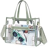 Missnine Clear Bag for Stadium Events Thick PVC Clear Tote Bag for Women with Guitar Strap for Sports Concert Beach