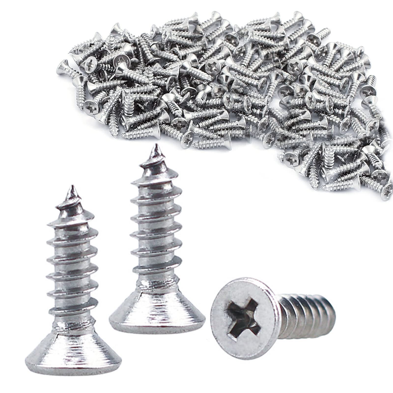 Wood Screws 10mm x M3 Flat Head Self Drilling Screws for Wood 200 Pcs Zinc-Coated Screw for Metalwork Chipboard Indoor Outdoor
