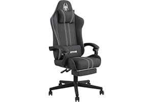 SITMOD Fabric Gaming Chair with Head&Lumbar Support, Breathable Fabric Big and Tall Silla Gamer with Footrest, Recliner Comfortable Computer Chair Gaming for Adults (Smoky Grey)