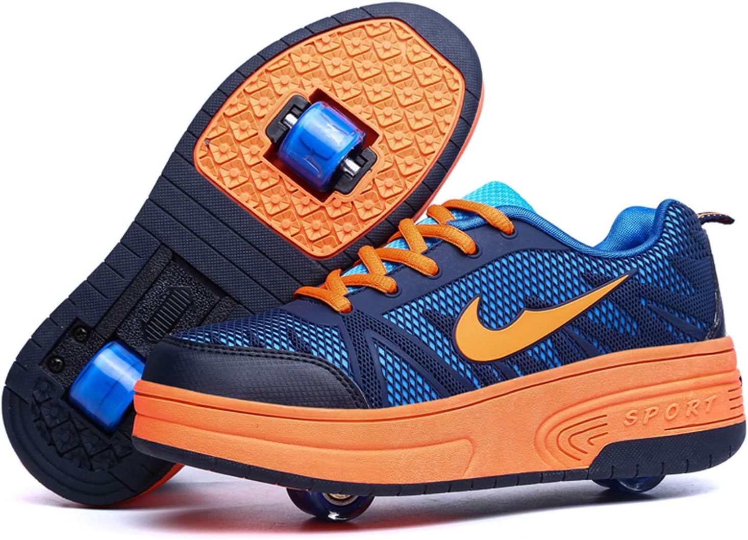 Boys and Girls Roller Skate Shoes with Single/Double Wheels Retractable Skateboarding Rollerblades Outdoor for Kid's Wheels Shoes