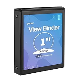 SUNEE 3 Ring Binder 1 Inch 1 Pack, Clear View