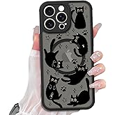 Heaofei Cute Magnetic Case for iPhone 13 Pro Max Case [ Compatible with MagSafe ] with Black Cat Cats Pattern Design for Women Girls Boys, Soft Bumper Hard Back Kawaii Animal Protective Phone Cover
