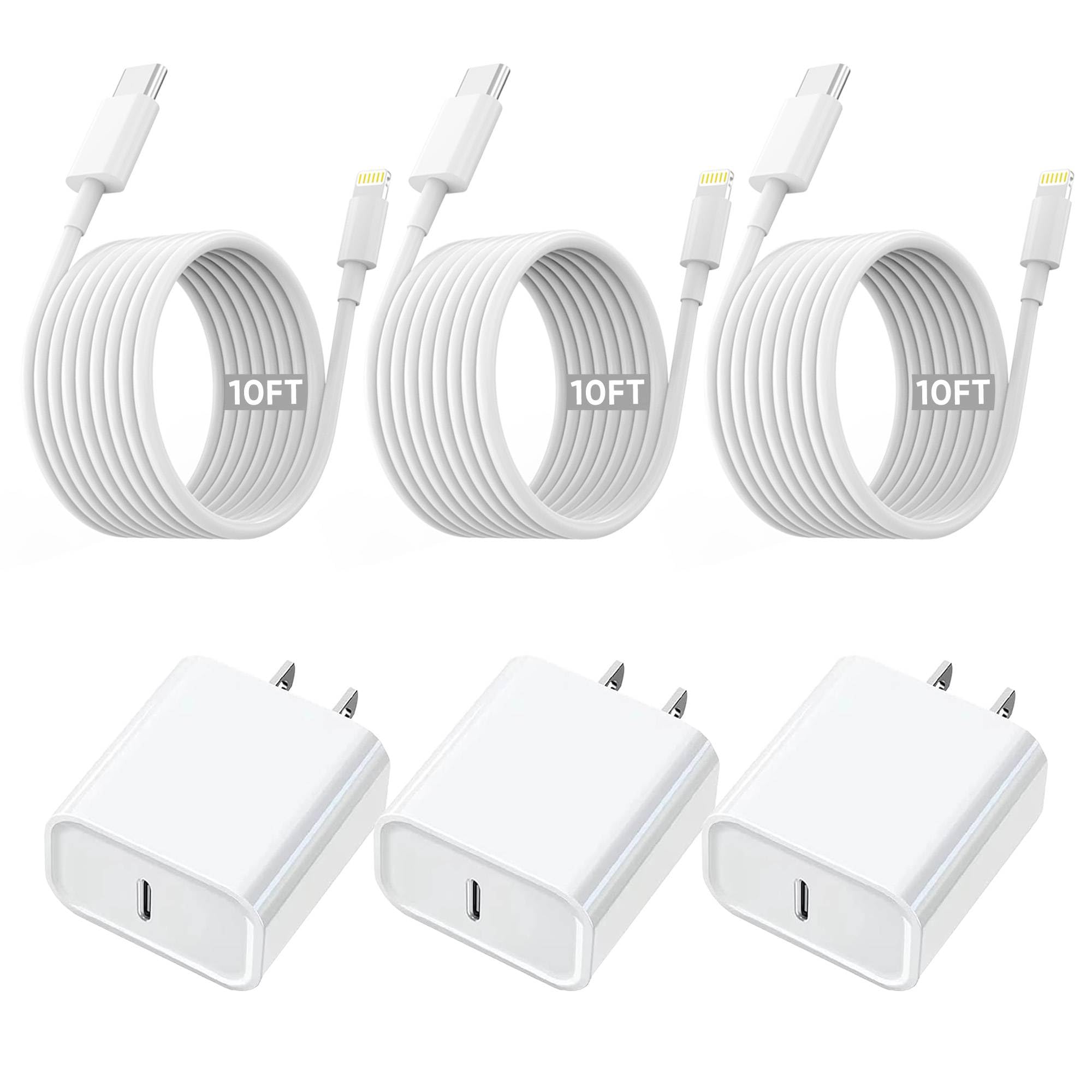 Photo 1 of 10FT iPhone Fast Charger,3Pack Extra Long[Apple MFi Certified]iPhone USB C Charger Fast Charging 10Foot USB C to Lightning Cable Cord Quick Adapter Block for iPhone14 13 12 11 Pro Max/Plus/Mini/X,iPad