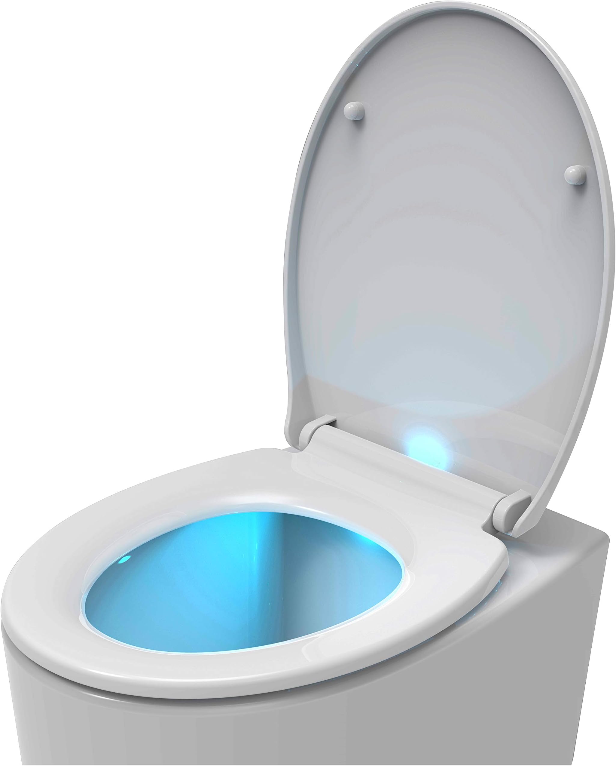 Euroshowers White One Seat Soft Close Toilet Seat Top/Bottom Fix - ONE Button Quick Release - LED Light