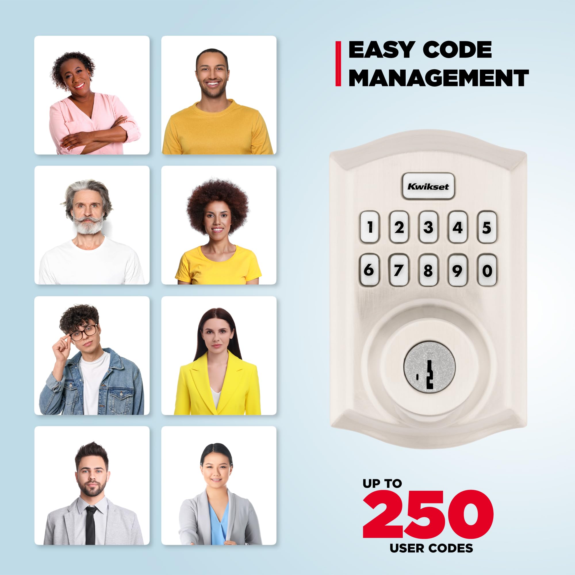 Kwikset HomeConnect 620 Z-Wave Long Range Enabled Keypad Smart Lock Convenient Keyless Entry, Customizable User Codes, Ring Alarm Compatible, Hub Required, Sold Separately Satin Nickel Traditional