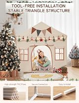 besrey 2-in-1 Kids Play House Tent with Lights Beige 130x90x130cm view 5