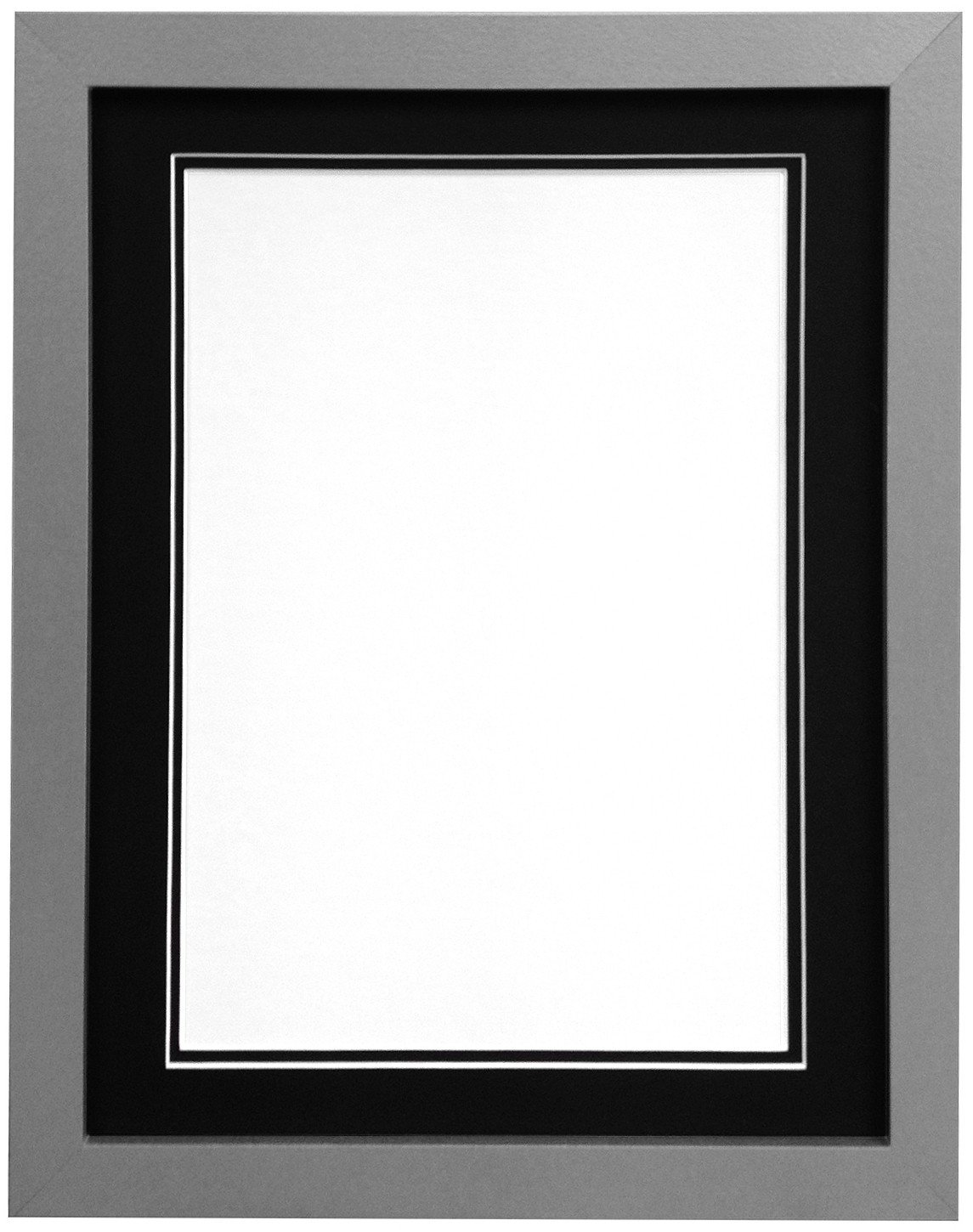 FRAMES BY POST H7 Picture Photo Frame, Wood with Plastic Glass, Silver with Black and White Double Mount, 14 x 11 Inch Image Size A4 — image 1
