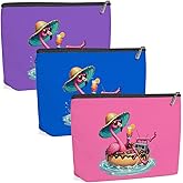 3 Pack Beach Summer Whimsical Bird Flamingo Gifts Makeup Bag, Travel Essentials Cosmetic Bags for Women Mom Nurse Doctor Girl Trip, Travel Toiletry Bag for Christmas Birthday Wedding Girls Weekend