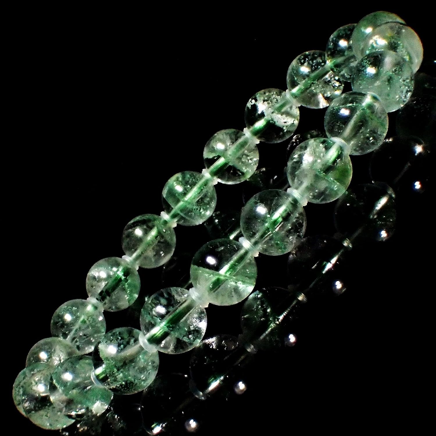 新規購入 高級天然石エメラルド グリーンファントム ガーデンクォーツ のパワーストーンブレスレット B00iexcepo 楽天カード分割 Kallik Is