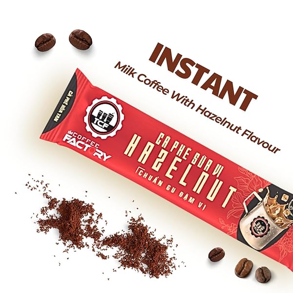 THE COFFEE FACTORY – INSTANT HAZELNUT COFFEE, AUTHENTIC & AROMA FLAVOR FROM VIETNAMESE (PACK OF 1, HAZELNUT FLAVOR)