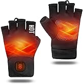 uncn Heated Gloves Fingerless for Women Man with 3.7V 3000mAh Battery Cordless Work Touchscreen Gloves for Winter Cold Weather Rechargeable Electric