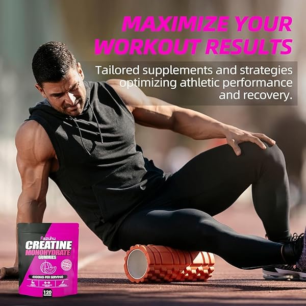 RAZUHU CREATINE MONOHYDRATE GUMMIES 4G PER SERVING, CREATINE GUMMIES FOR MEN & WOMEN, PRE WORKOUT, ENERGY, STRENGTH, MUSCLE SUPPORT, RECOVERY, SUGAR FREE, GLUTEN-FREE, VEGAN, NON-GMO, 120 COUNT
