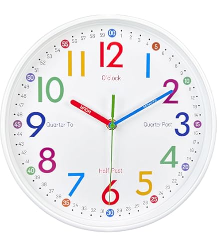 PATIKIL Horloge pédagogique de 10,2 cm, horloge d'apprentissage de l'heure, horloge de démonstration analogique 24 heures 2 pointeurs pour enseignant en classe, jaune