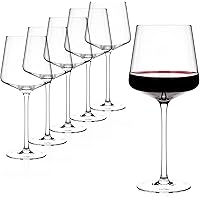 Luxbe - Crystal Wine Glasses, Set 6, 450 ml - Small Handcrafted Red or White Wine Glasses - 100% LeadFree Crystal - Professio