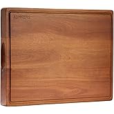 Extra Large Cutting Board, Wood Cutting Boards for Kitchen, Thick Chopping Board with Deep Juice Groove and Handles, Wooden Charcuterie Board for Meat, Turkey, fruit and cheese. (20x15x1 inch)