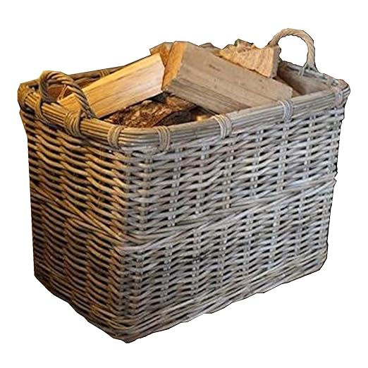 Garden Trading Rectangular Rattan Baskets on Wheels With Liner