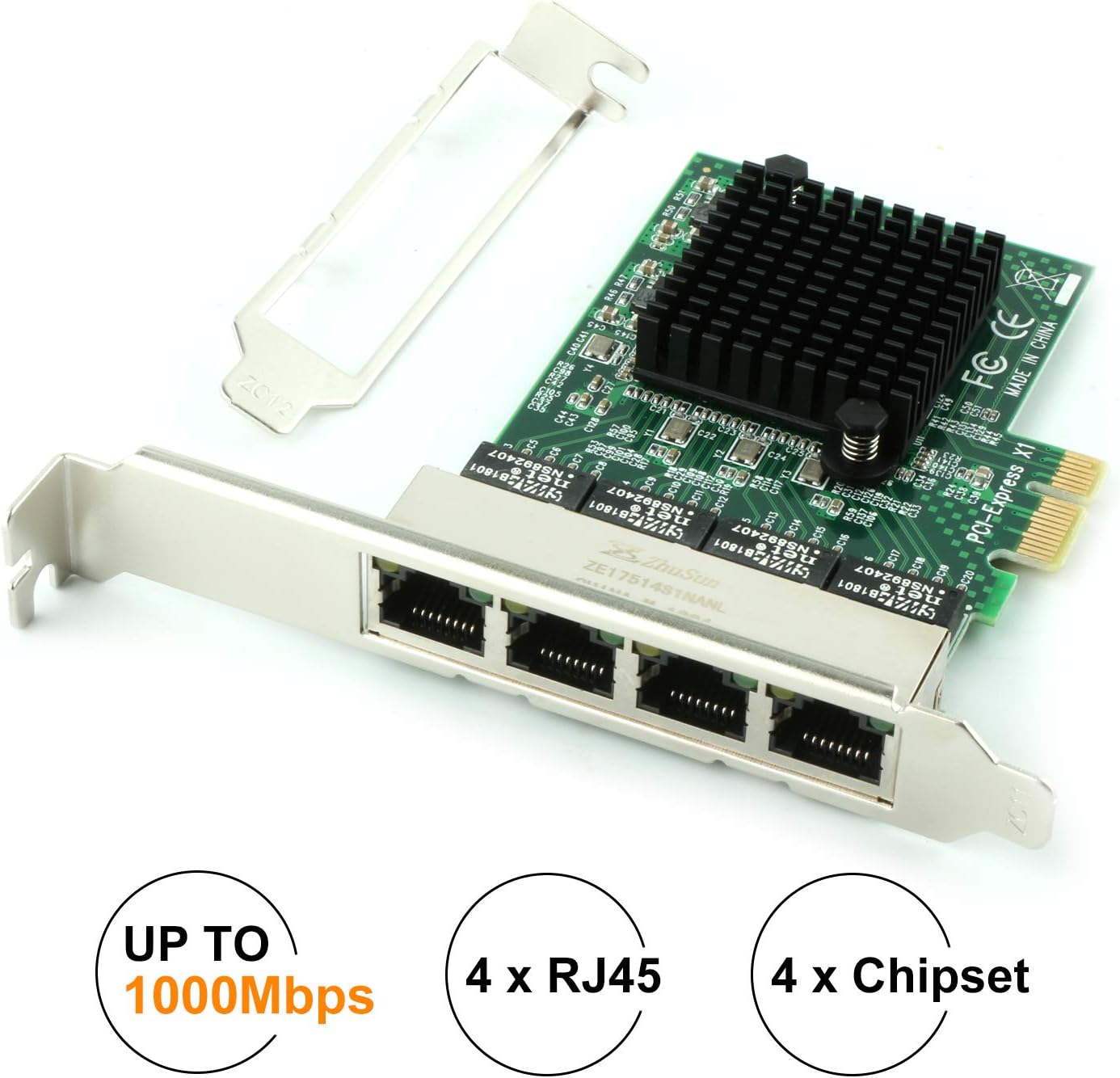 Ubit RJ45 x 4 Gigabit LAN,Gigabit Ethernet PCI Express PCI-E Network Controller Card,10/100/1000mbps,4 RJ45 PCIE Server Network Interface Card, LAN Adapter Converter for Desktop PC