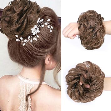 Amazon Com 2pcs Hair Bun Extensions Wavy Curly Messy Bun Hair