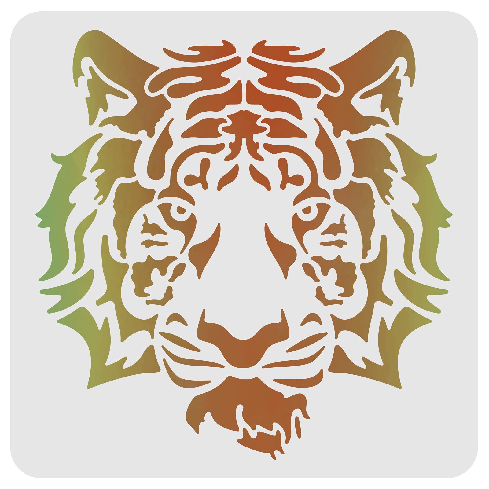 FINGERINSPIRE Tiger Stencils Template 30x30cm Plastic Tiger Head Drawing Painting Stencils Square Reusable Animal Head Stencils for Painting on Wood, Floor, Wall and Fabric
