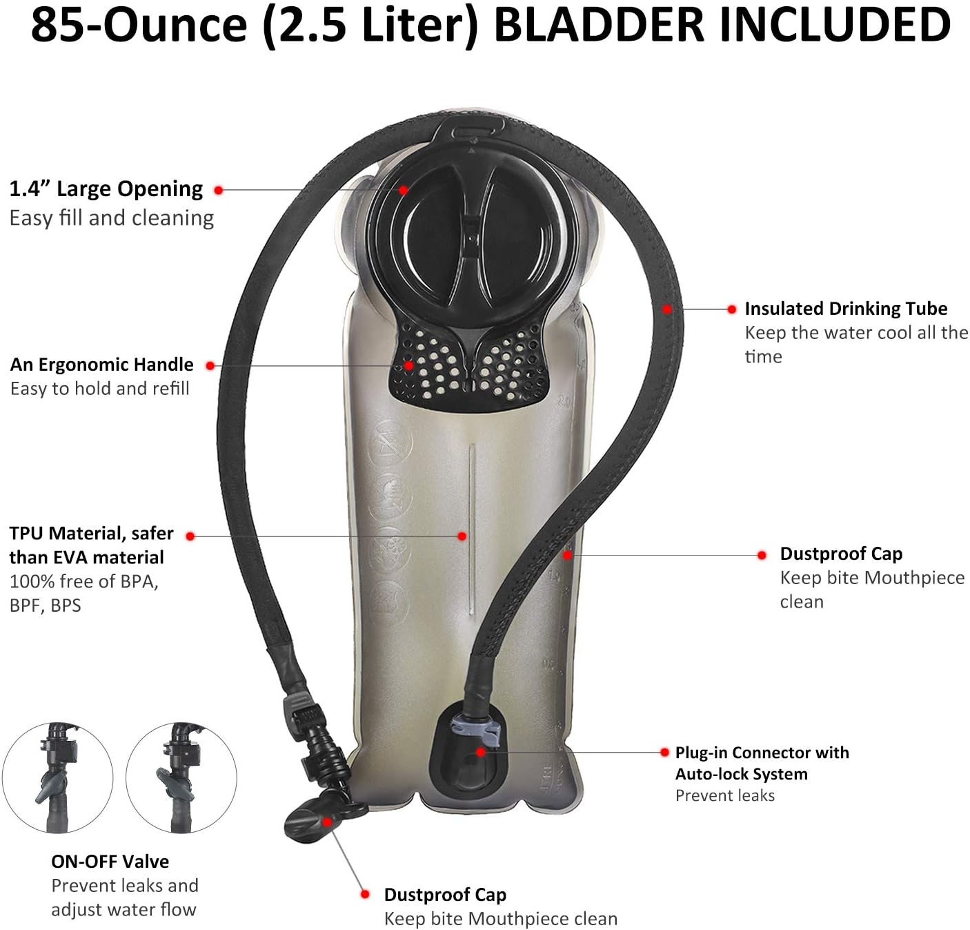 Unigear Tactical Hydration Pack Backpack 900D with 2.5L Bladder for Hiking, Biking, Running, Walking and Climbing(Black) : Sports & Outdoors