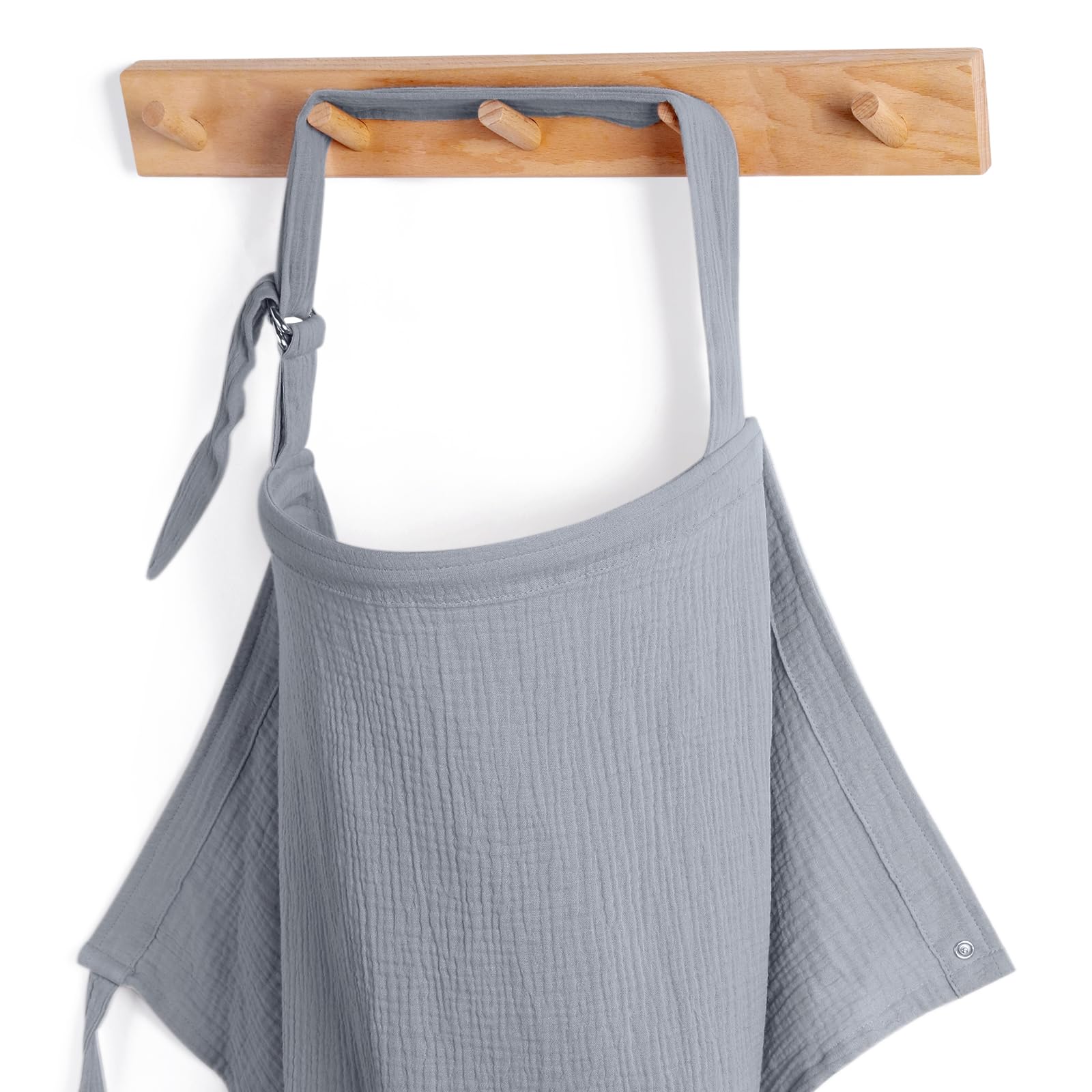 Photo 1 of Blissful Diary Muslin Nursing Cover for Breastfeeding, Breathable Breastfeeding Cover up with Arch Neckline for Women, Nursing Apron (Light Grey)