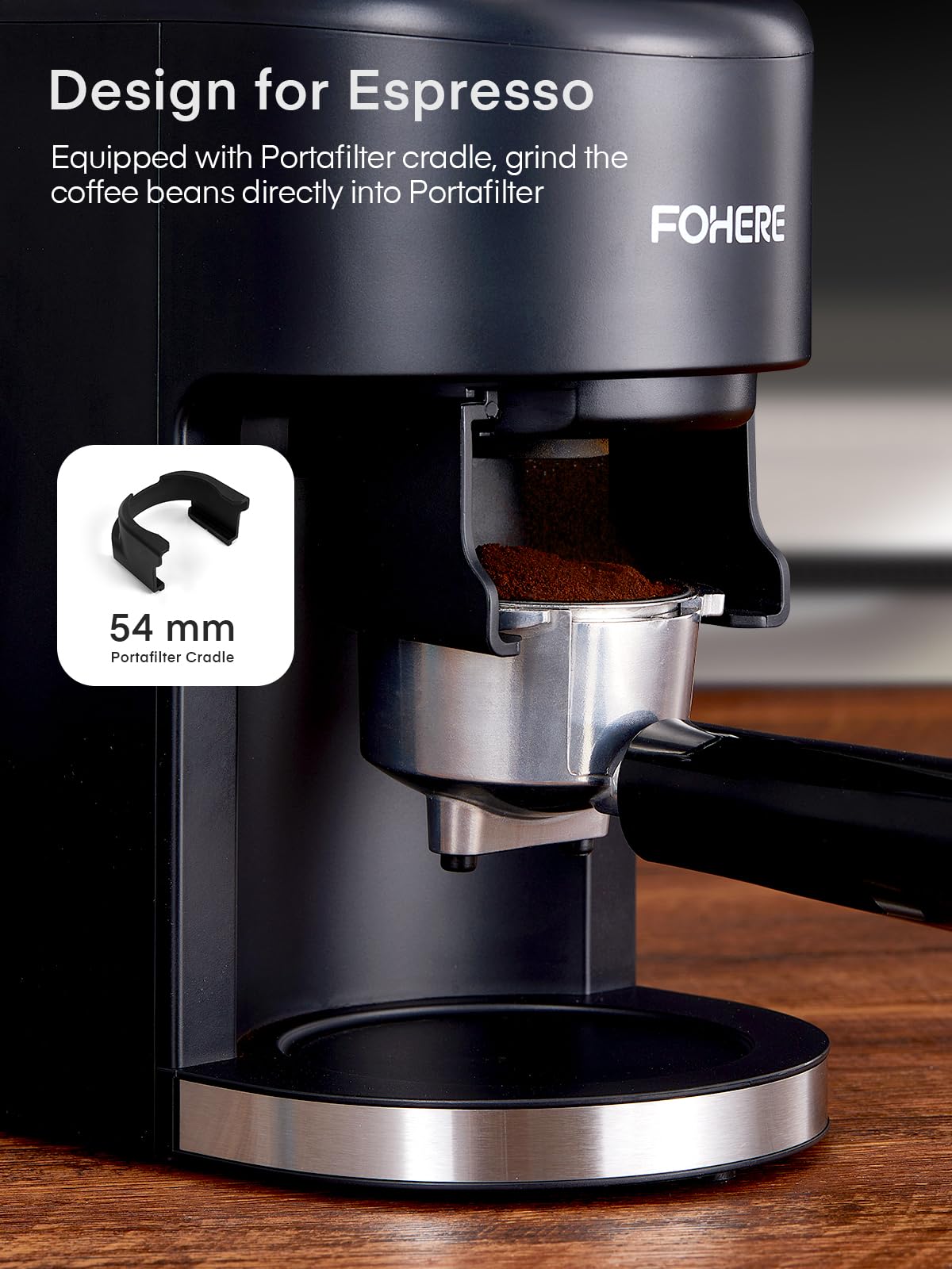 FOHERE Electric Burr Coffee Grinder, Adjustable Conical Burr Mill with 35 Precise Grind Setting, Anti-static, Cleaning Brush, for French Press, Drip Coffee, Espresso, Black