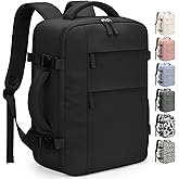Pritent Travel Backpack for Women Man, Waterproof Personal Item Travel Bag Airline Approved Laptop Backpack Bookbag Weekender bags for Business,Travel, Work Fits 15.6 inch Laptop(Medium,Black)