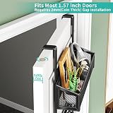 HapiRm Over Door Hanger Hooks with Basket and 16 Hooks Stainless Steel view 3