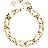COBI Chunky Bracelets for Women, Paperclip Bracelets, Coffee Bean Chunky Link Bracelet, 18K Gold & Sterling Silver Plated, Stackable Thick Large Punk Jewelry