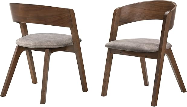 Amazon Com Benjara Mid Century Modern Round Back Wood Dining Chair Set Of 2 Brown Chairs