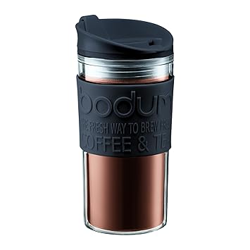 Bodum Travel Mug, Kunststoff, Schwarz/transparent 8 cm