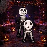 Leyndo 5 FT Halloween Inflatables Skeleton Walking Dog Outdoor Decorations | Blow Up Yard Decor Built-in LED Lights, Lighted Skull &amp; Dog 2-Piece Set for Halloween Outdoor Party Garden Lawn Patio Decor
